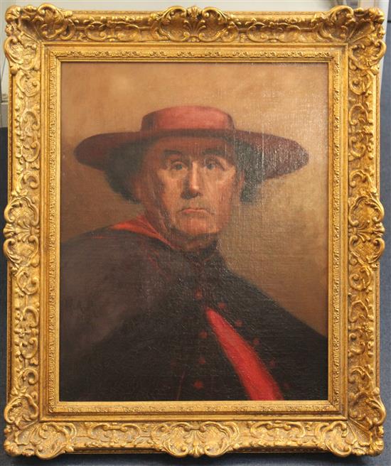 English School Portrait of a cardinal, 20 x 16in.